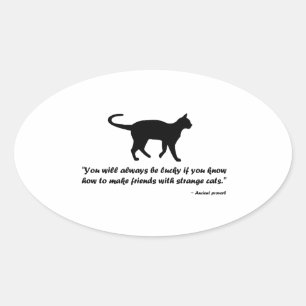 Ancient Cat Proverb Oval Sticker