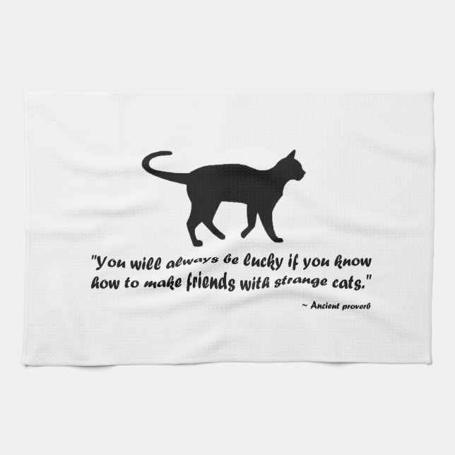 Ancient Cat Proverb Tea Towel (Horizontal)