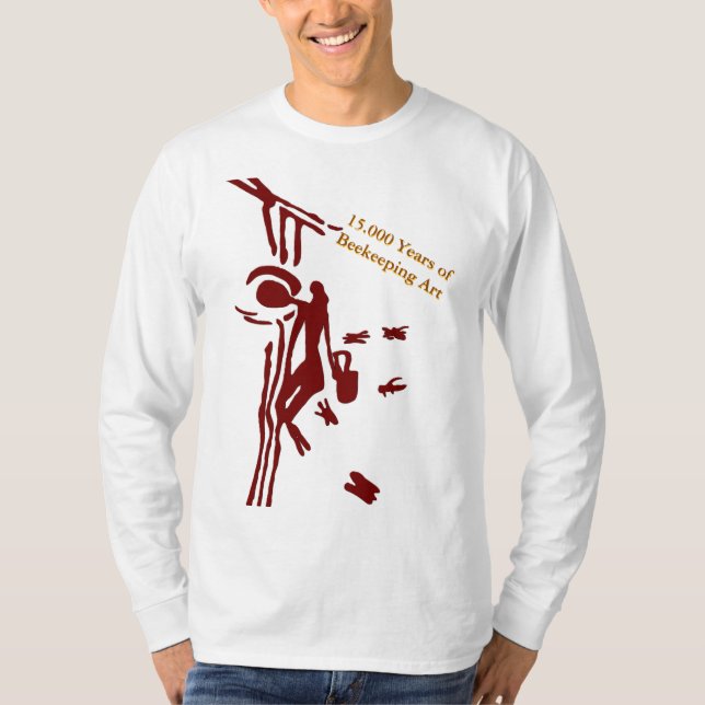 Ancient Cave Beekeeping Drawing | Long Sleeve T-Shirt (Front)