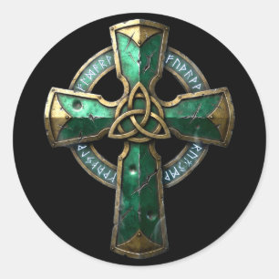 Ancient celtic cross runes irish heritage Ancient  Classic Round Sticker