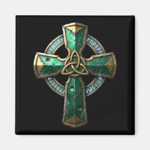 Ancient celtic cross runes irish heritage Ancient Magnet