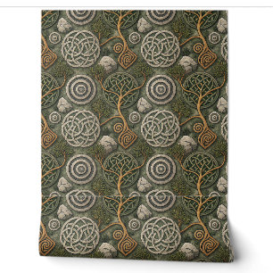 Ancient Celtic Knot & Stone Scottish Pattern Art Wallpaper