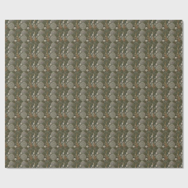 Ancient Celtic Knot & Stone Scottish Pattern Art Wrapping Paper (Flat)