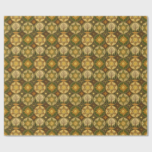Ancient Celtic Sun & Sacred Tree Medallion Pattern Wrapping Paper