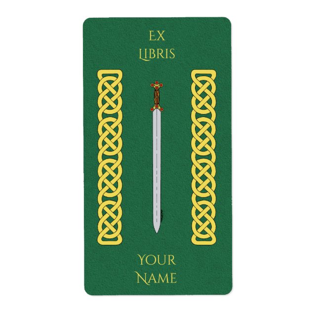 Ancient Celtic Sword and Knotwork Bookplate (Front)