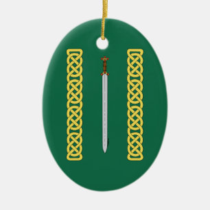 Ancient Celtic Sword and Knotwork Ceramic Tree Decoration