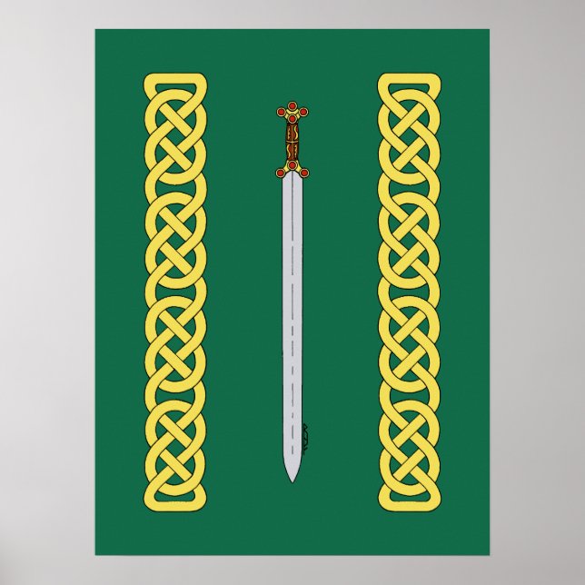 Ancient Celtic Sword and Knotwork Poster (Front)