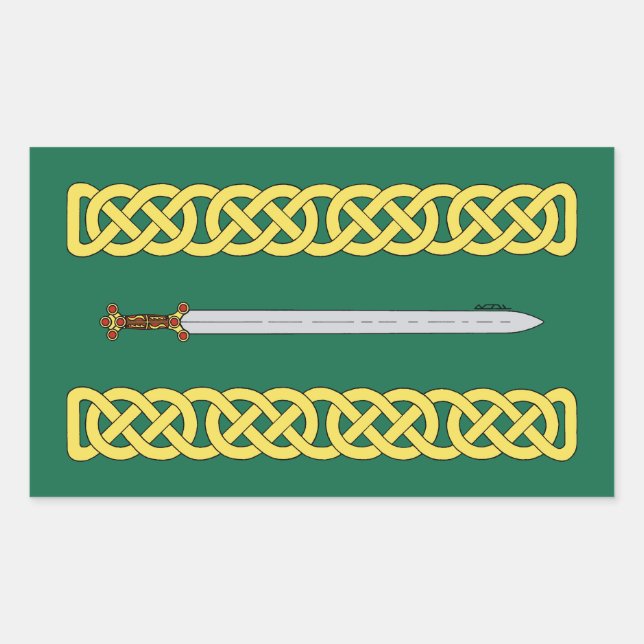 Ancient Celtic Sword and Knotwork Rectangular Sticker (Front)
