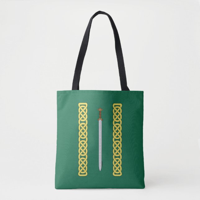 Ancient Celtic Sword and Knotwork Tote Bag (Front)