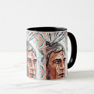 Ancient chieftan and fractal pattern mug
