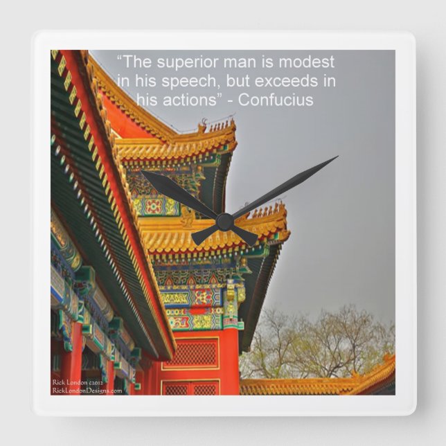 Ancient Chinese Architecture & Confucius WallClock (Front)