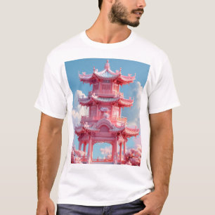 Ancient Chinese Architecture Kawaii Cartoon T-Shir T-Shirt
