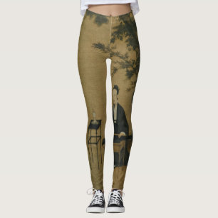Ancient Chinese art of the musician in aged colors Leggings