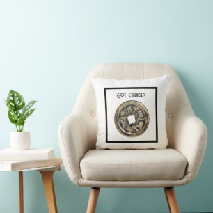 Ancient Chinese Banliang Coin, “Got Change” Design Cushion