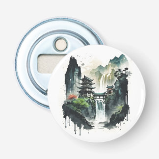 Ancient Chinese Ink Landscape with Waterfall Bottle Opener