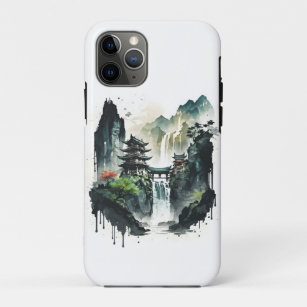 Ancient Chinese Ink Landscape with Waterfall Case-Mate iPhone Case