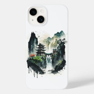 Ancient Chinese Ink Landscape with Waterfall Case-Mate iPhone 14 Case