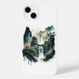 Ancient Chinese Ink Landscape with Waterfall Case-Mate iPhone 14 Plus Case