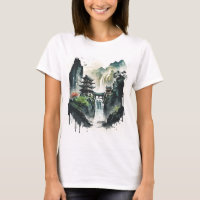 Ancient Chinese Ink Landscape with Waterfall