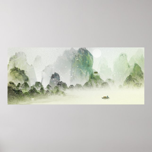 Ancient Chinese Ink Painting Valley Poster (Front)