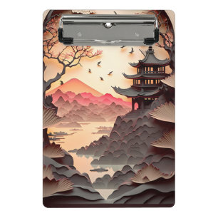 Ancient Chinese Scene Paper Cut Mini Clipboard
