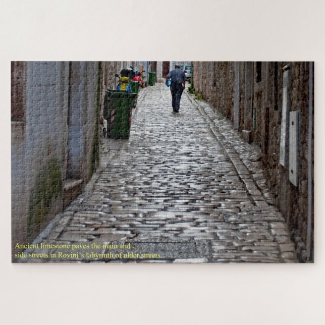 Ancient Cobblestone Street of Rovinj Croatia Large Jigsaw Puzzle (Horizontal)
