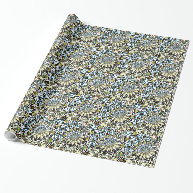 Ancient Colourful Geometric Pattern Wrapping Paper (Unrolled)