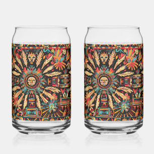 Ancient Cyan "Aztec Dream" Beverage Can Glasses Se