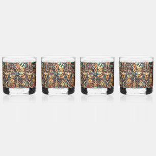 Ancient Cyan "Mesoamerican Motif" 12oz Rocks Glass