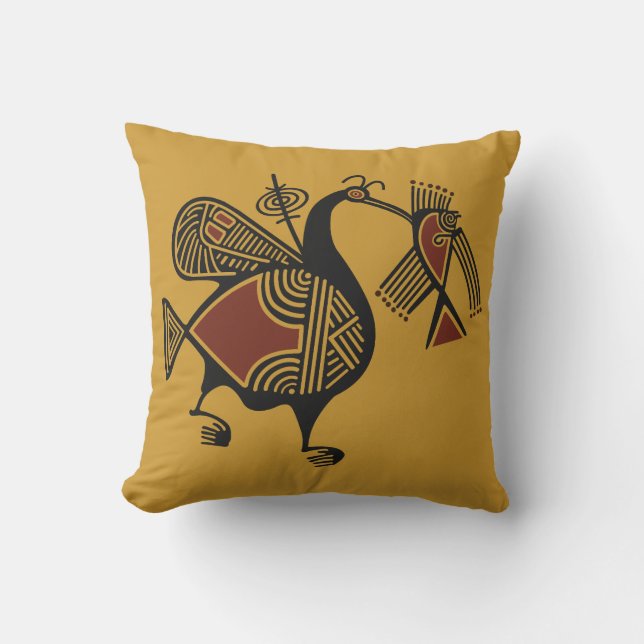 Ancient Cypriot pelican motif throw pillow (Front)