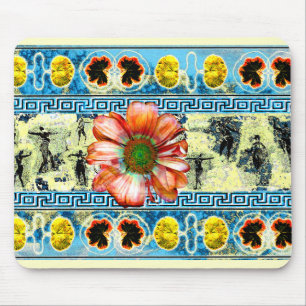 Ancient Dance Flower & Leaves Pattern Mouse Pad