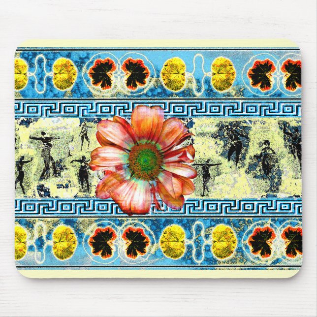 Ancient Dance Flower & Leaves Pattern Mouse Pad (Front)