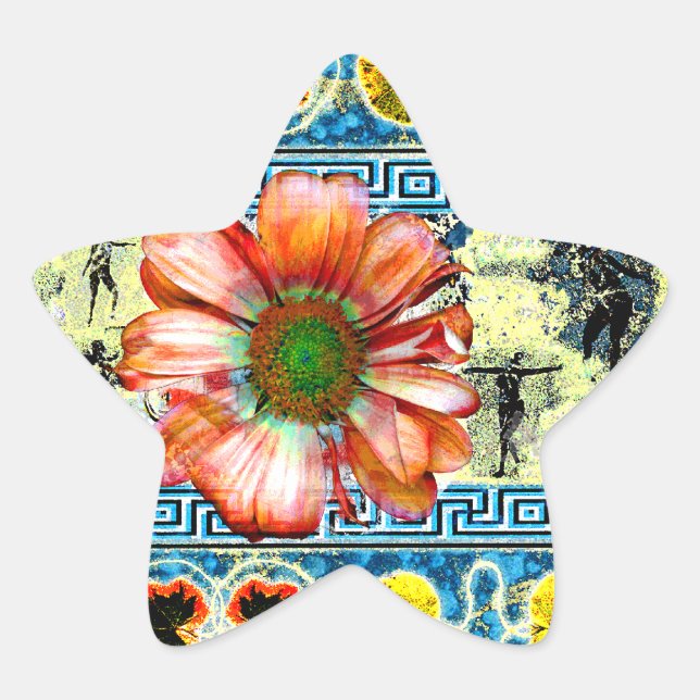 Ancient Dance Orange Daisy Star Sticker (Front)