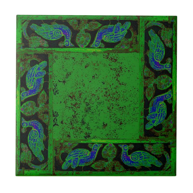 Ancient Designs In Emerald Fourth Of Four Ceramic Tile (Front)