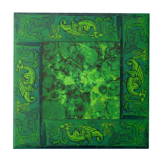 Ancient Designs In Emerald Third Of Four Ceramic Tile (Front)