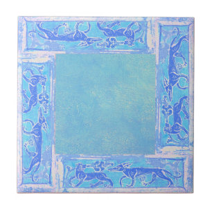 Ancient Designs In Sky Blue Fourth Of Four Ceramic Tile
