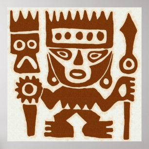 Ancient drawing Peru Warrior square Poster