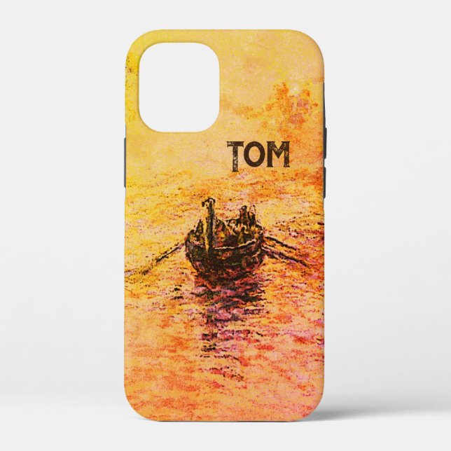 Ancient Dream Rowing Boat & Name Case-Mate iPhone Case (Back)