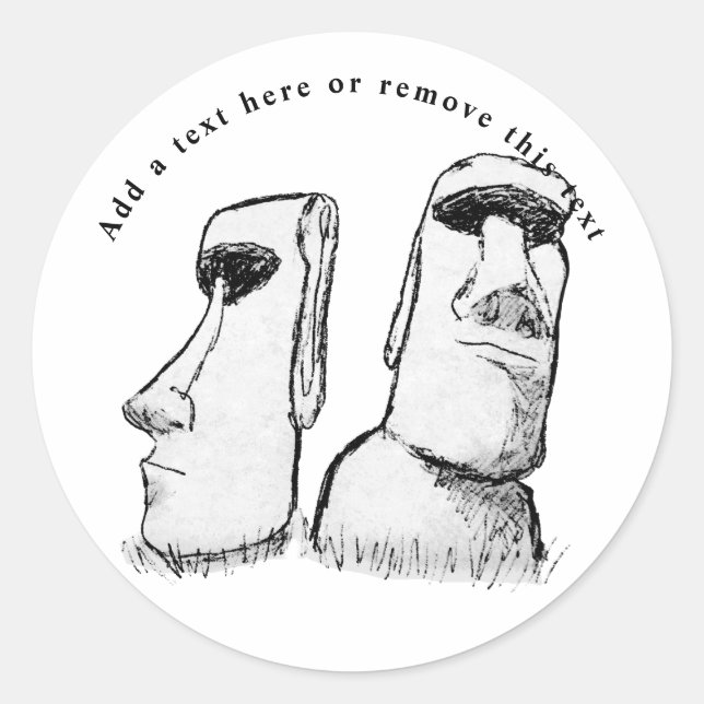 Ancient Easter Island Statues Sketch Classic Round Sticker (Front)