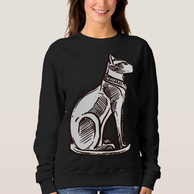 Ancient Egypt Cat Goddess Sacred Animal Deity God Sweatshirt (Front)
