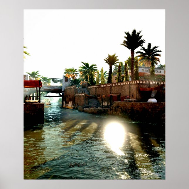 Ancient egypt city river poster (Front)