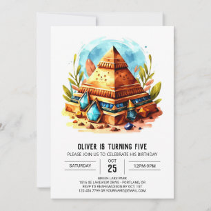 Ancient Egypt Custom Modern Pyramids Birthday Invitation
