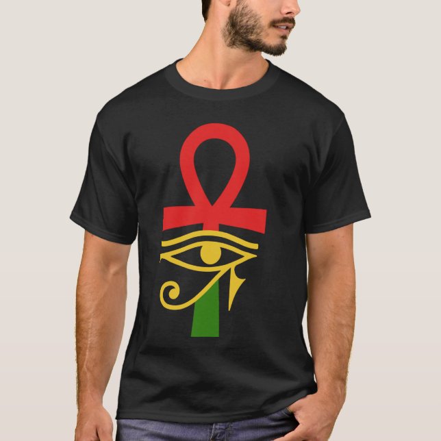 Ancient Egypt Egyptian Ankh Eye Of Horus Kemetic T-Shirt (Front)