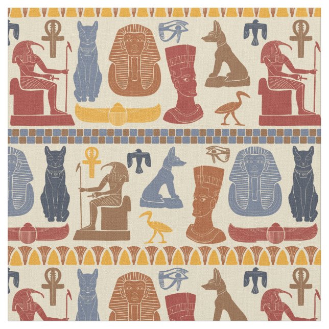 Ancient Egypt Egyptian Graphics Collage Fabric (Close Up)