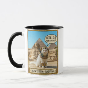 Ancient Egypt Funny Royal Pharaoh White Cat Mug