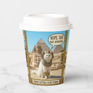 Ancient Egypt Funny Royal Pharaoh White Cat Paper Cups
