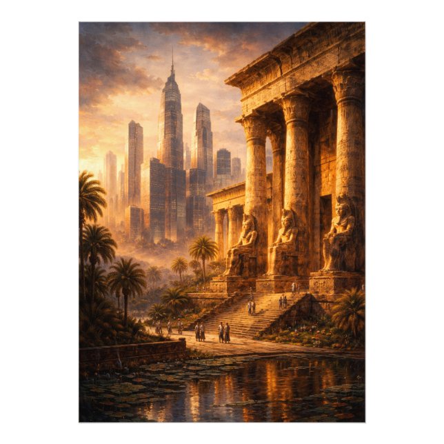 Ancient Egypt Future Skyline Art Photo Print (Front)