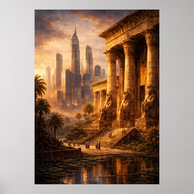 Ancient Egypt Future Skyline Art Poster (Front)
