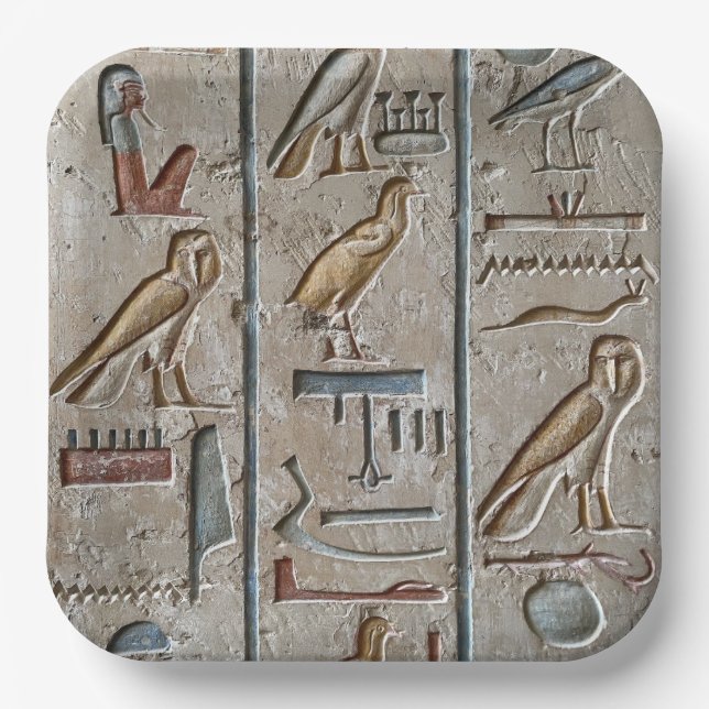 Ancient Egypt Hieroglyphic Engraved Unique Gift Paper Plate (Front)