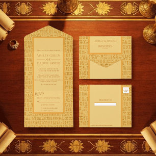 Ancient Egypt Hieroglyphic Motifs Egyptian Wedding All In One Invitation